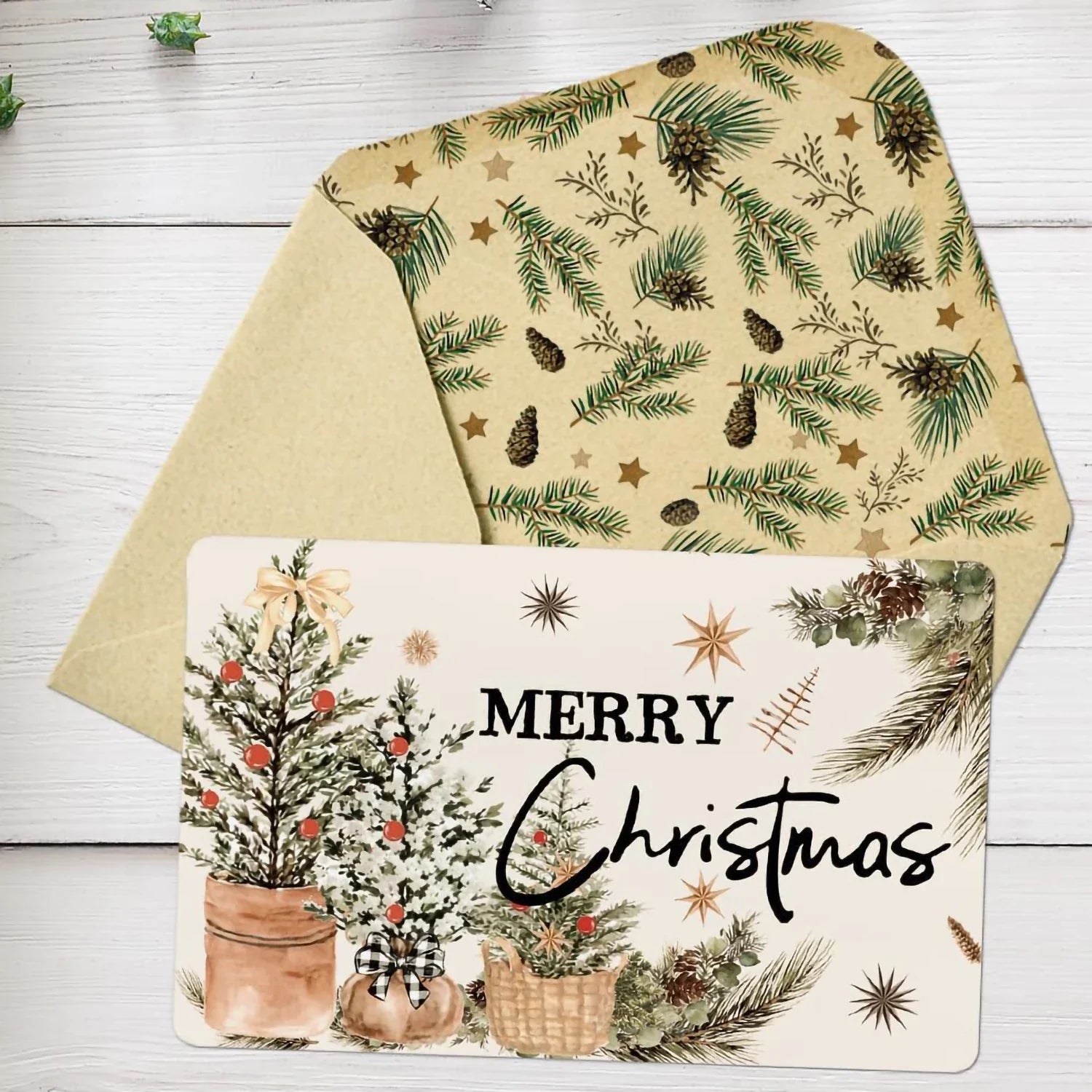 Personalized Custom Gold Foil Postcards Printing Thank You Merry Christmas Greeting Gift Card With Envelopes for Small Business