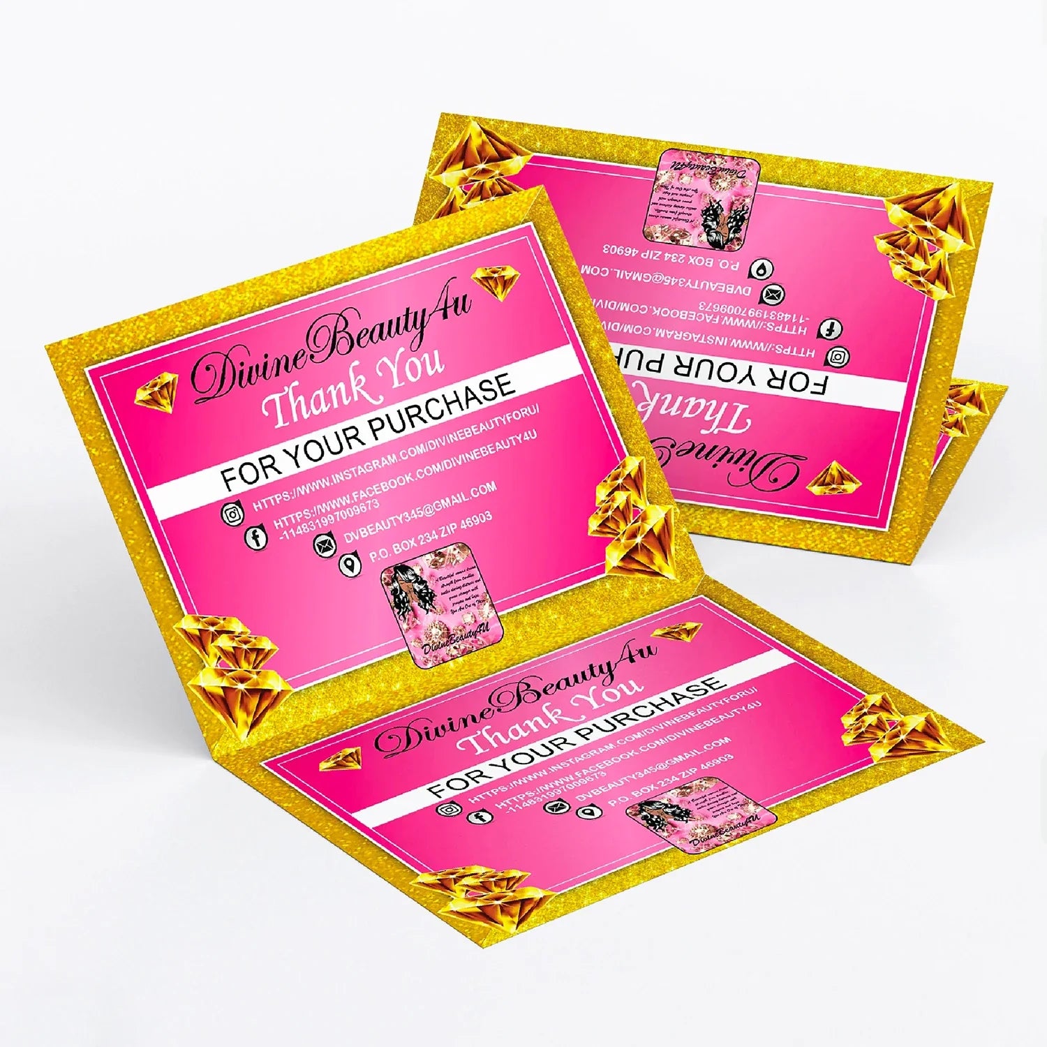 Custom Luxury Design Thank You Cards Jewelry Care Card Printable Instruction for Small Business Care Card