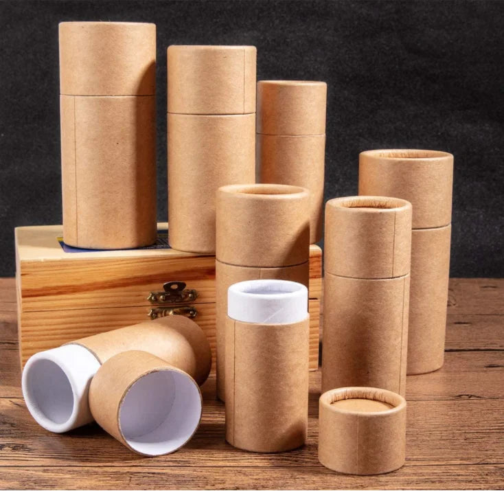 Recycle Kraft Box Customized Cardboard Mini Kraft Paper Cylinder Box Package Tube for Lip
