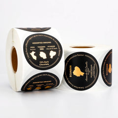 Custom Printing Etiquette Personnalisé Stickers Roll Waterproof Vinyl Adhesive Gold Foil Round Logo Stickers for Packaging Label