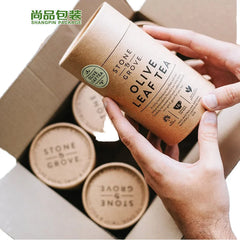 Eco-Friendly Custom Logo Luxury Kraft Collagen Powder Cardboard Cylinder Box Food Paper Tube Packaging with for Tea and Coffee