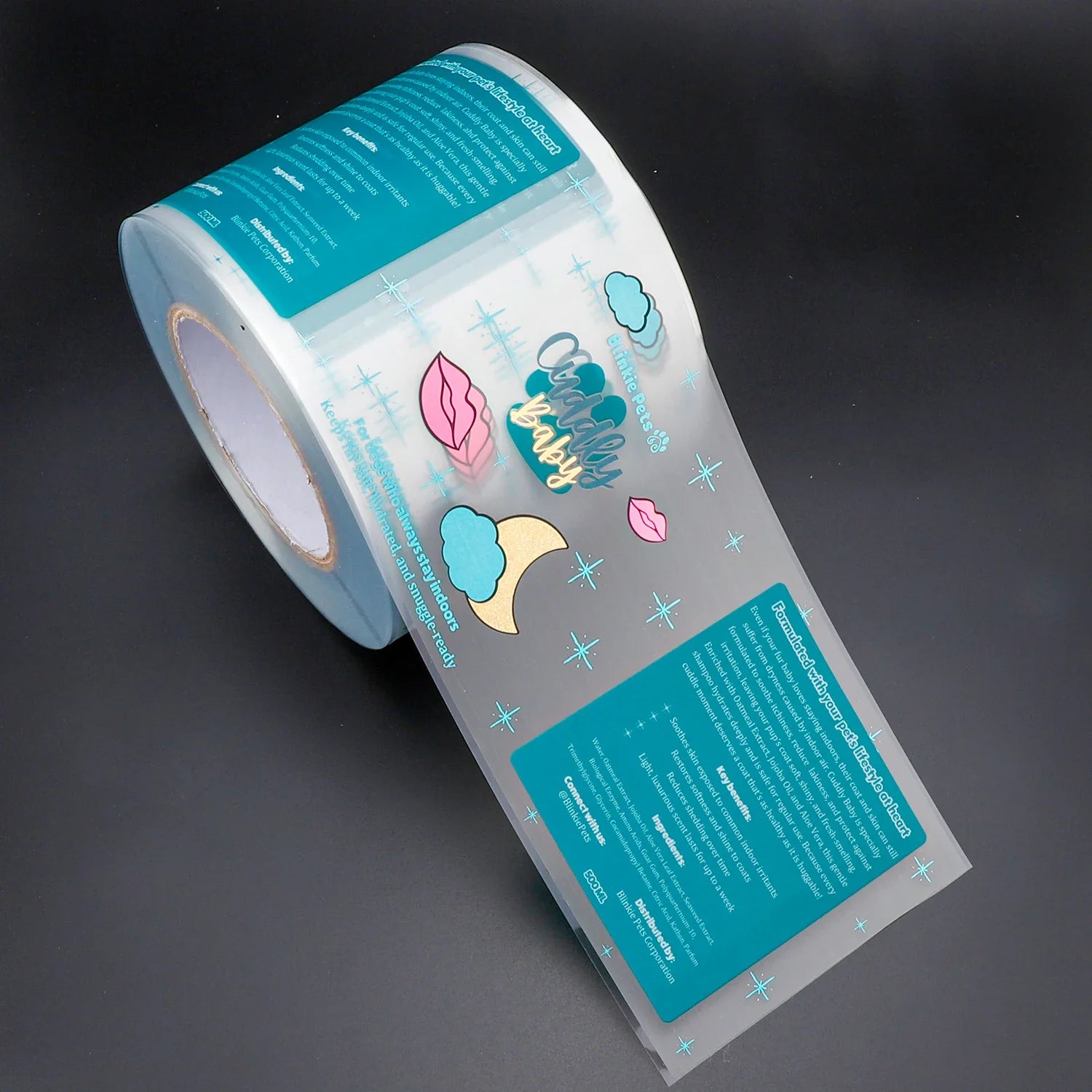 Custom Roll Waterproof Adhesive Transparent Printing Clear Gold Foil Logo Packaging Sticker Label for Pets Product Shampoo