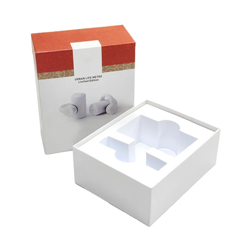 Custom Printed Rigid Cardboard Rigid Flip Paper Boxes Packing Electronic Wireless Earphone Magnetic Closure Blue Packaging Box