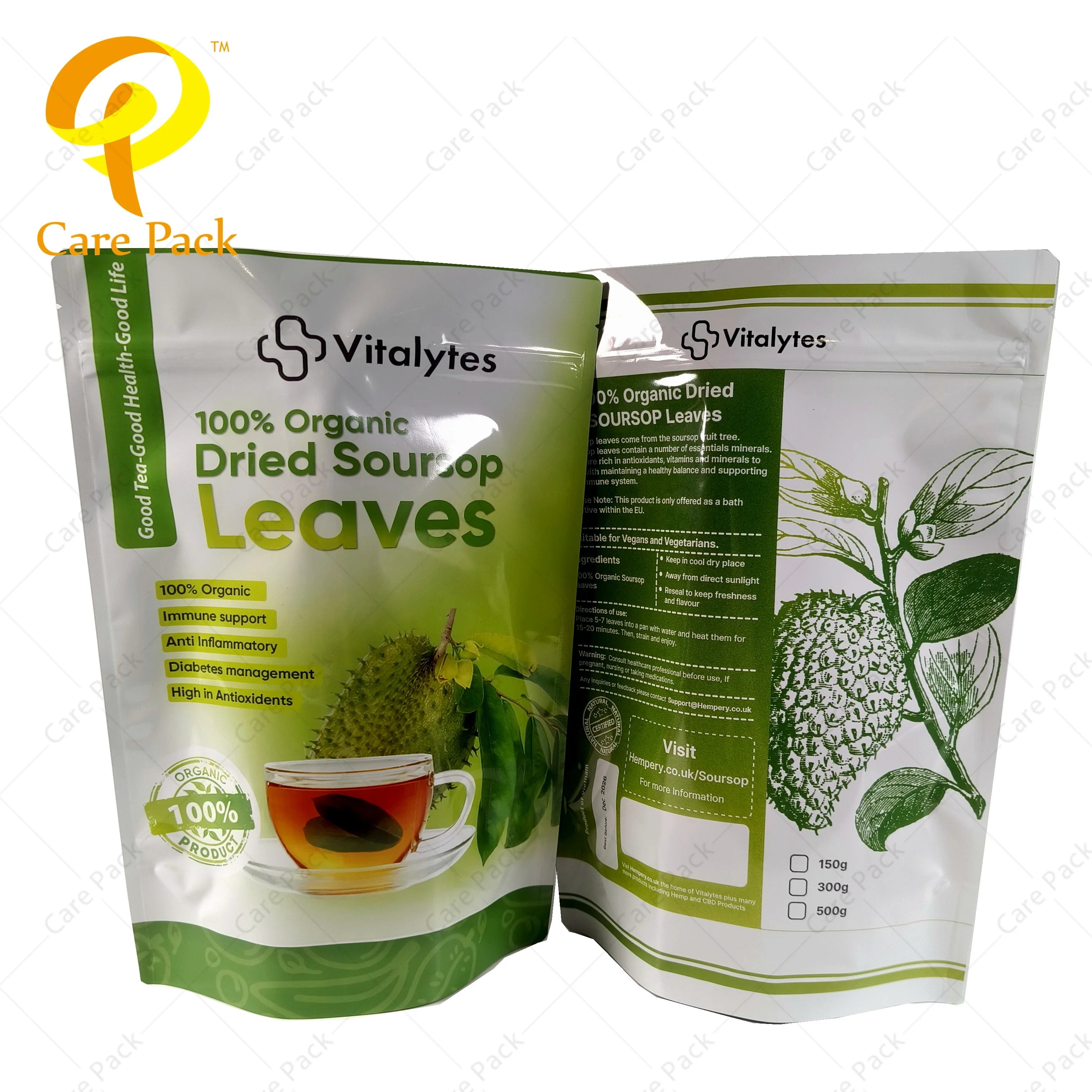 High Quality Stand up Pouch With Zipper for Tea Leaf Coffee Bean Powder Health Care Heat Seal Customize Flat Bag