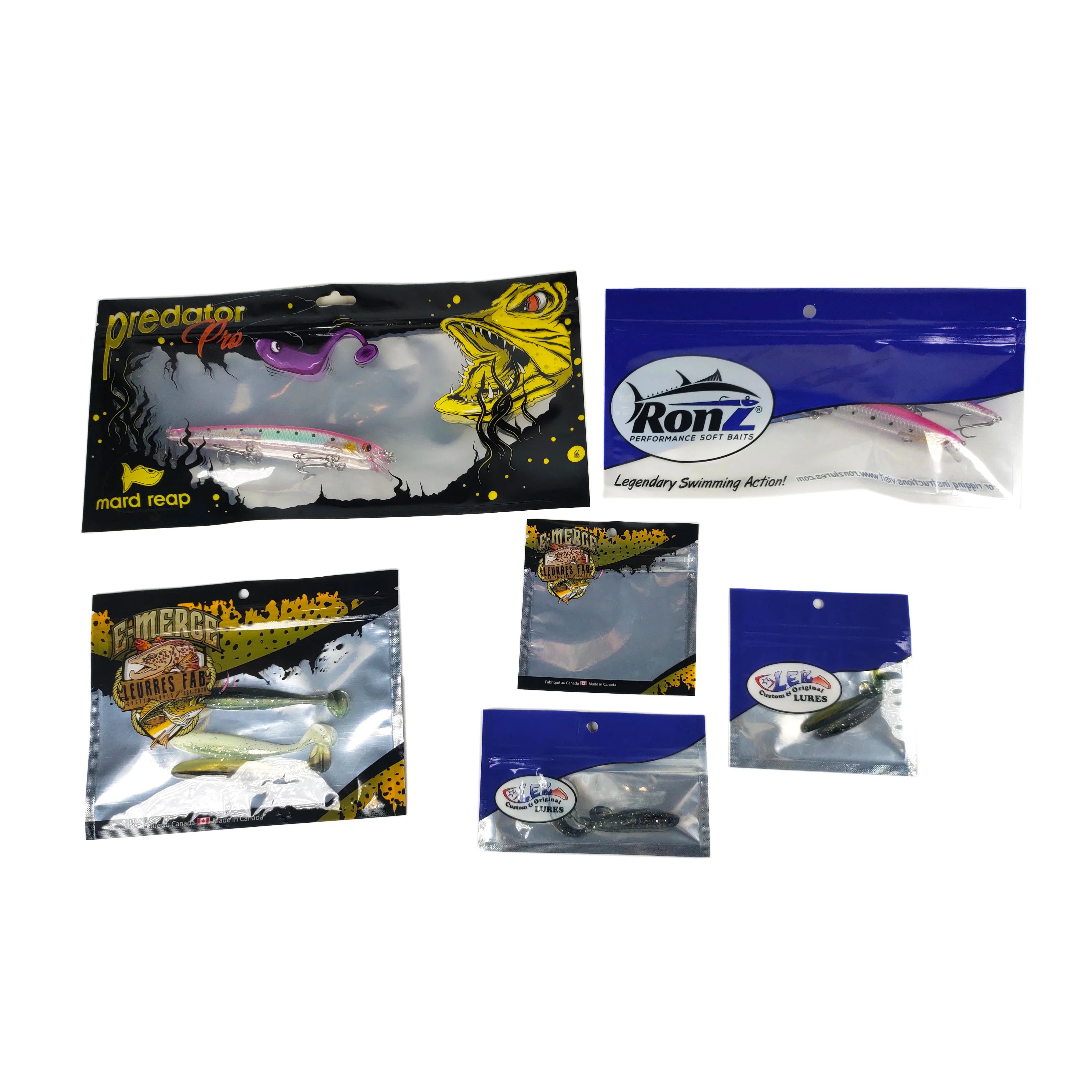 Custom Printed Eco Friendly Clear Plain Mini Ziplock Zip Lock Paper Soft Plastic Storage Fishing Lures Bait Packaging Pouch Bag