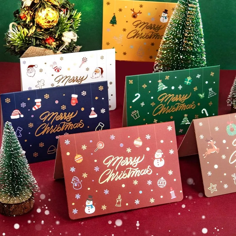 Personalized Custom Gold Foil Postcards Printing Thank You Merry Christmas Greeting Gift Card With Envelopes for Small Business
