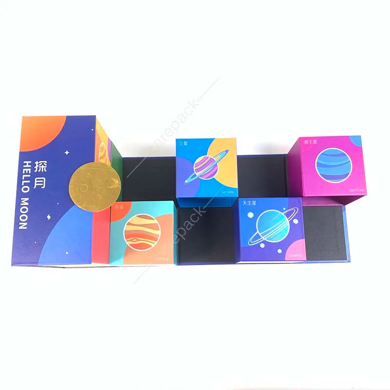 Custom Printing Book Shape Moon Cake Box Luxury Food Paperboard Rigid Boxes Gravure Printing Small Cake Box with 3 Pieces