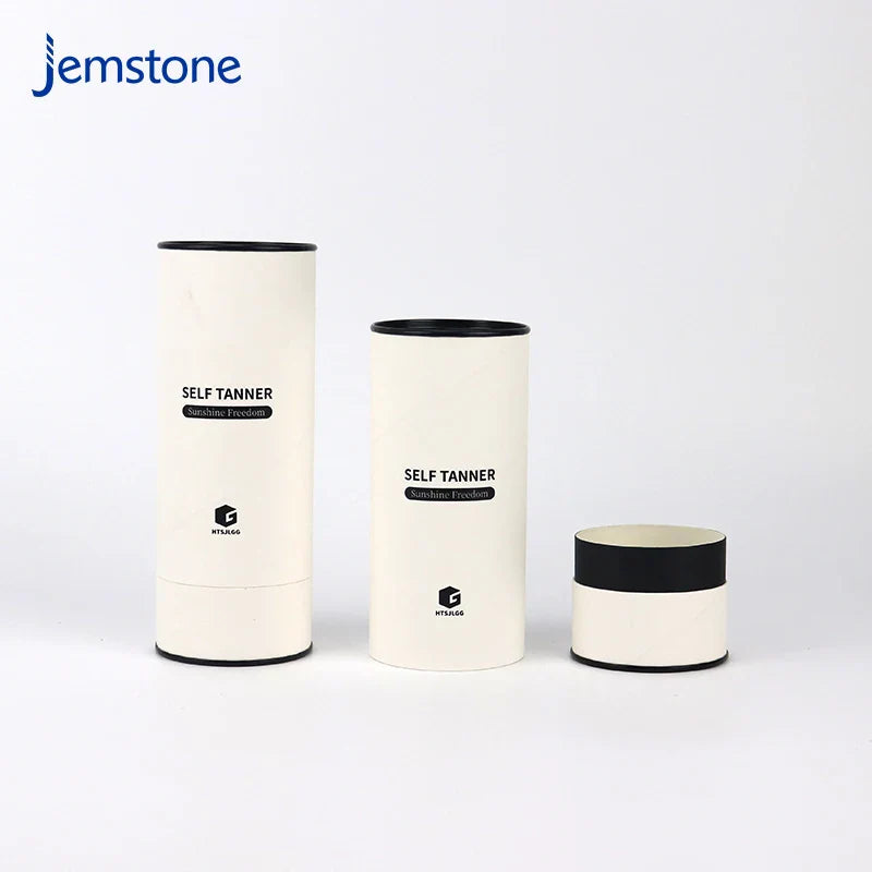 Custom White Kraft Skincare Sunscreen Lotion Perfume Bottle Cylinder Packaging Box Cosmetic Round Cardboard Tube Packaging