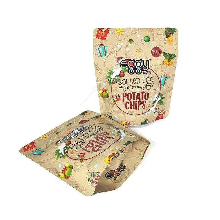 Stand up Pouch Zip Lock Bags Merry Christmas Gift Food Packaging Custom Printed Kraft Paper Gravure Printing Zipper Top Accept