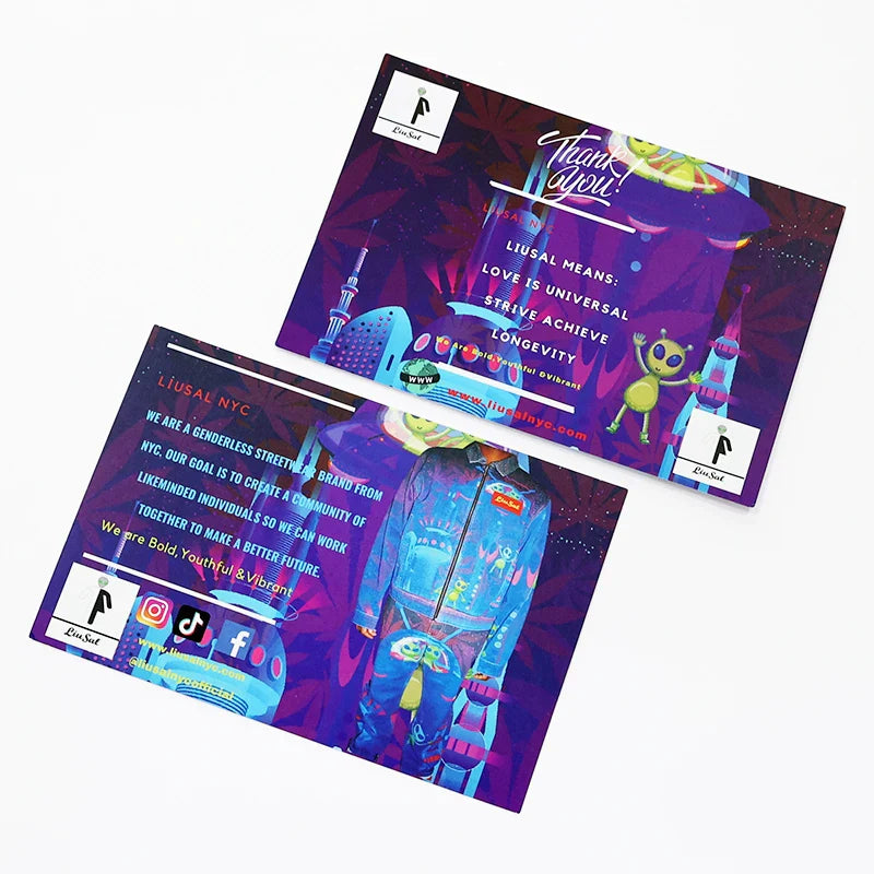 High Quality Free Sample Full Color Printing Luxury Business Cards Recyclable Paper Visit Card Greeting Thank You Card with logo