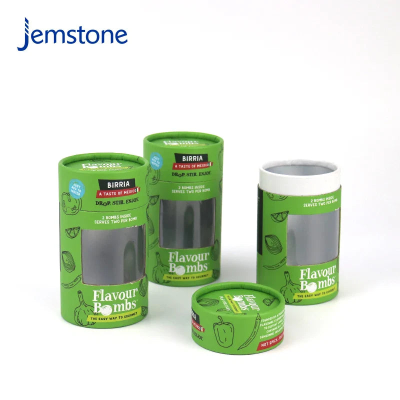 Eco-Friendly  Kraft Cardboard Cylinder Box Packaging with Window Custom Luxury Food Tea Coffee Candle Paper Tube Packaging