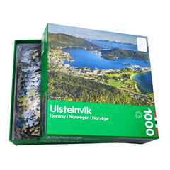 Custom Printing 68X48 High Quality Ulsteinvik Island 1000 Pcs Adulte Cardboard Jigsaw Puzzle Board Games