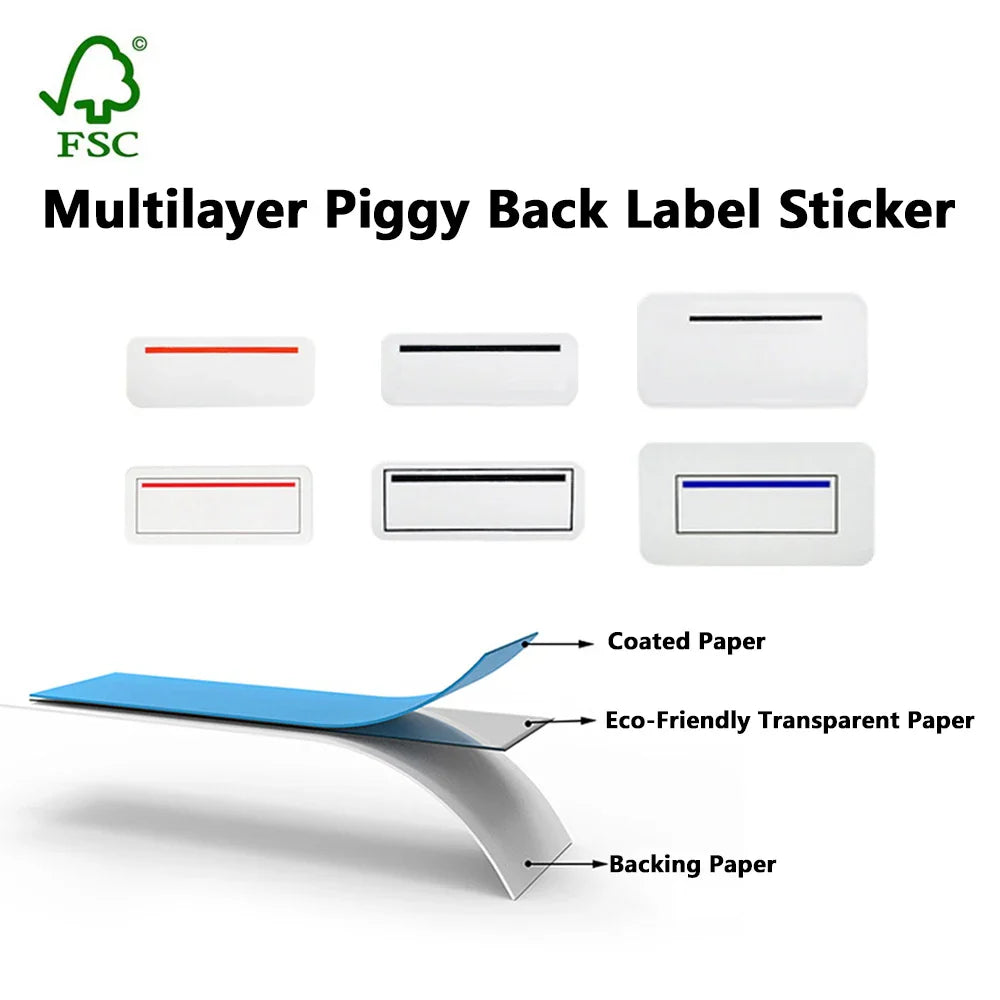 High Quality Custom 31x12 37x21 37x17 40x17 Clothing Black Piggy Back Sticker Labels Garment Price Label Stickers