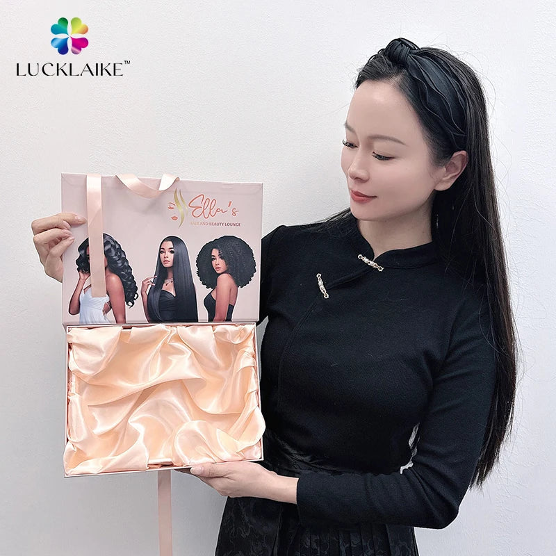 Customized logo Magnetic Hair Cardboard Packaging Boxes Braid Luxury Wig Boxes Custom logo Packaging with Satin