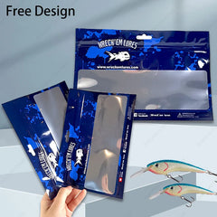 Custom Printed Fishing Lure Laminated Zipper Fish Bait Vide Three Sides Sealed Small Soft Plastic Fishing Bait Bag