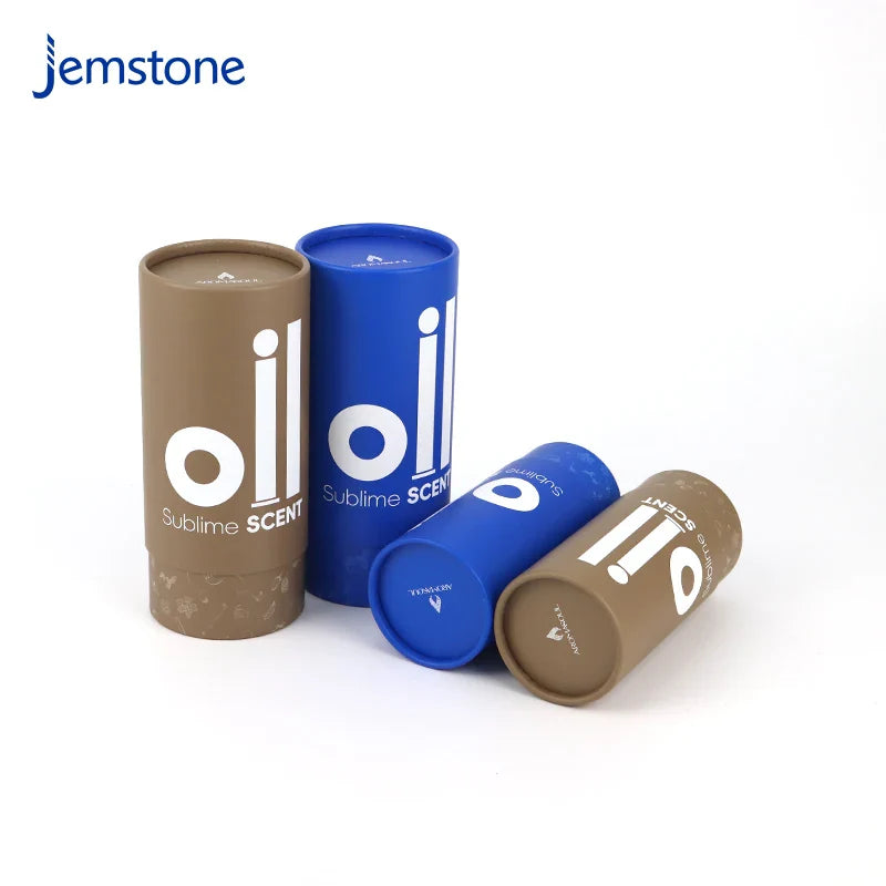 Printed logo Kraft Skincare Perfume Essential Oil Bottle Cylinder Packaging Box Cosmetic Round Push up Cardboard Tube Packaging