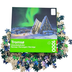 Personalized Custom Oem Norway Tromso Puzzle Game 1000 Pieces Aurora Landscape Paper Jigsaw Puzzles for Adult Kids
