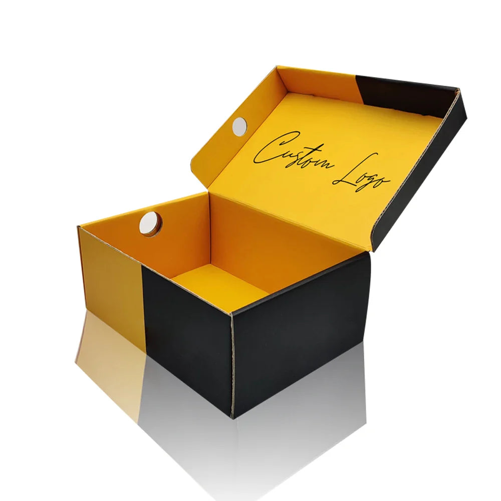 Drawer Mens Luxury Sport Shoe Box High Quality Package Designer Custom Made Bulk Rectangle Black Paper Recyclable 4C Printing