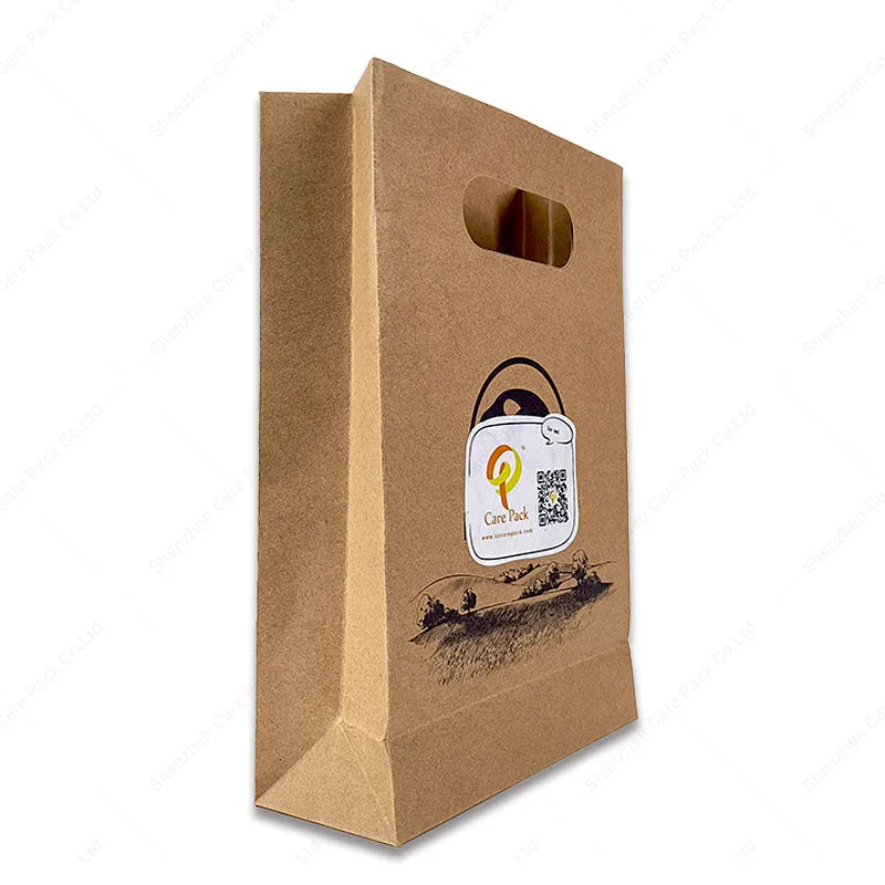 Recyclable Brown Kraft Paper Bag Custom Printed logo Luxury Clothing Shopping Bags Recyclable Gift Bag With Handle