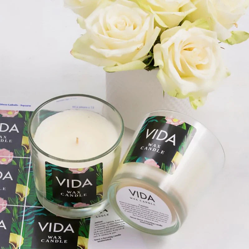 Custom Gold Foil Embossed Candle Label Logo Hot Stamping Transparent Clear Stickers Waterproof Pvc Vinyl Candle Jar Labels