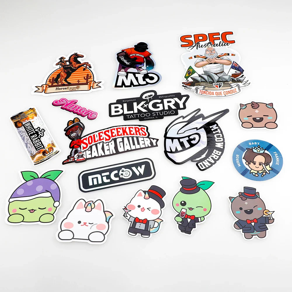 Custom Sticker Vinyl Die Cut Stickers Printing Adhesive Waterproof Company Cartoon PVC Logo Transparent Stickers