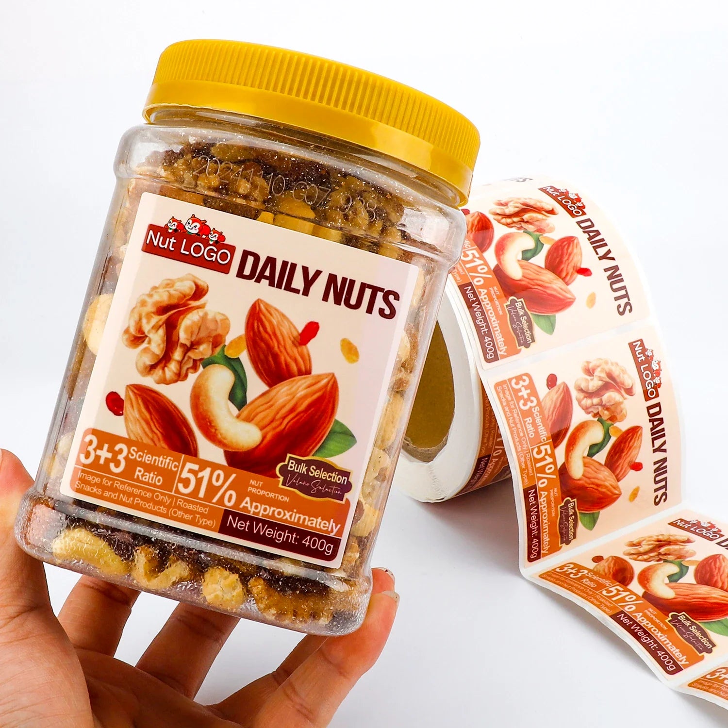 Biodegradable Vinyl Stickers Eco-Friendly Brands Custom Self-Adhesive Waterproof Logo Packaging Labels for Jar Bottle Container