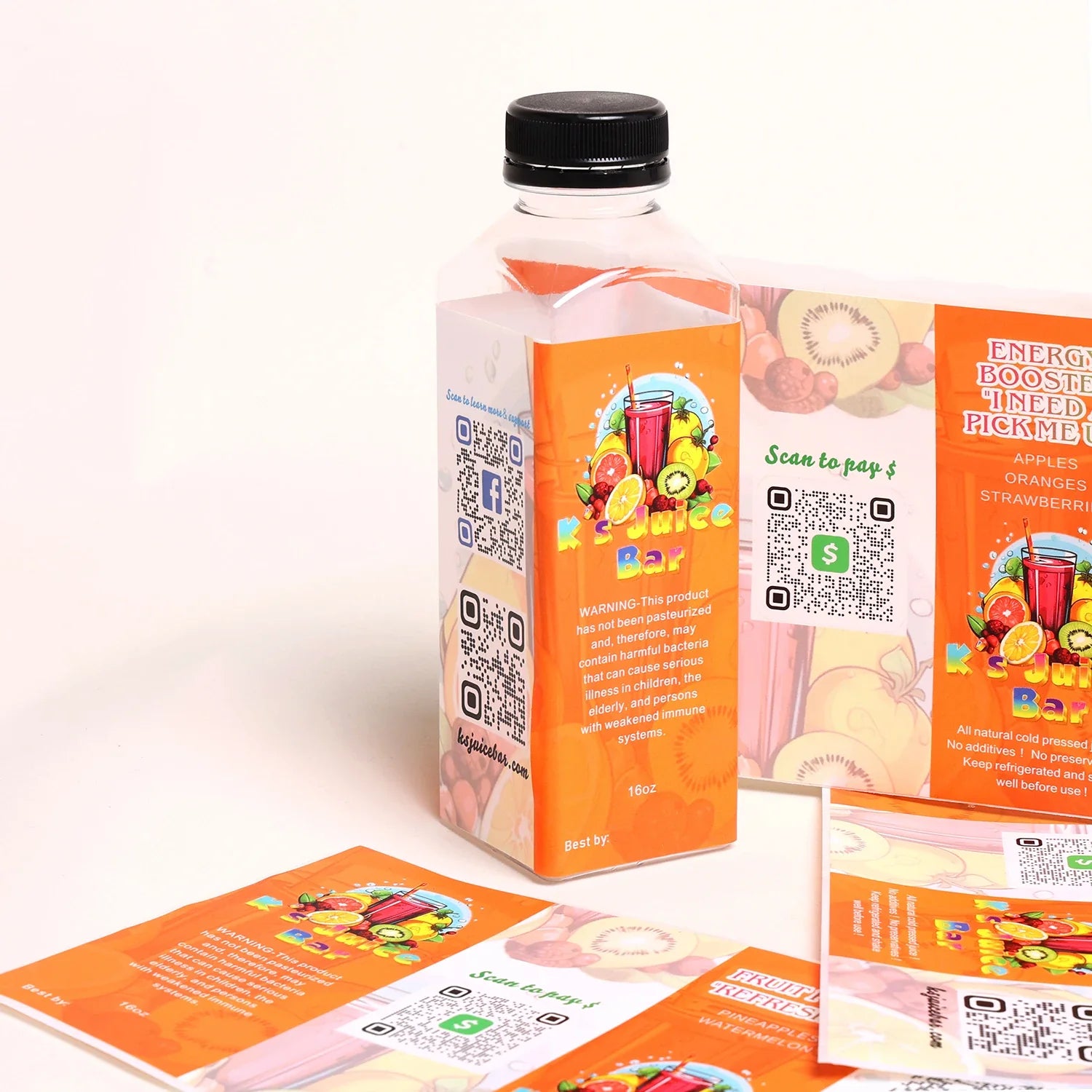 Manufacturer Custom Bopp Printing Logo 12oz 32oz Beverage Mango Juice Bottle Packaging Sticker Empty Plastic Bottles With Labels