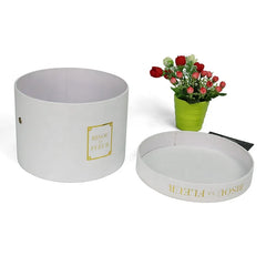 Cardboard  Gift Packaging Supplies Customized White Gold Foil  Art Craft Logo Wedding Flower Round Boxes