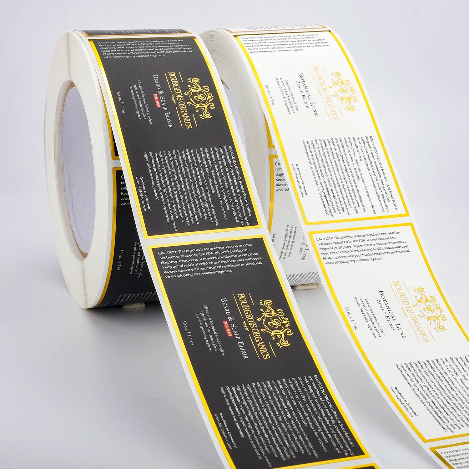 Custom Printed Gold Foil Labels Roll and Logo Hot Stamping Waterproof Embossed Stickers for Cosmetic Bottle Packaging