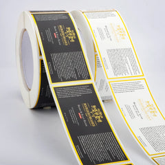 Custom Printed Gold Foil Labels Roll and Logo Hot Stamping Waterproof Embossed Stickers for Cosmetic Bottle Packaging