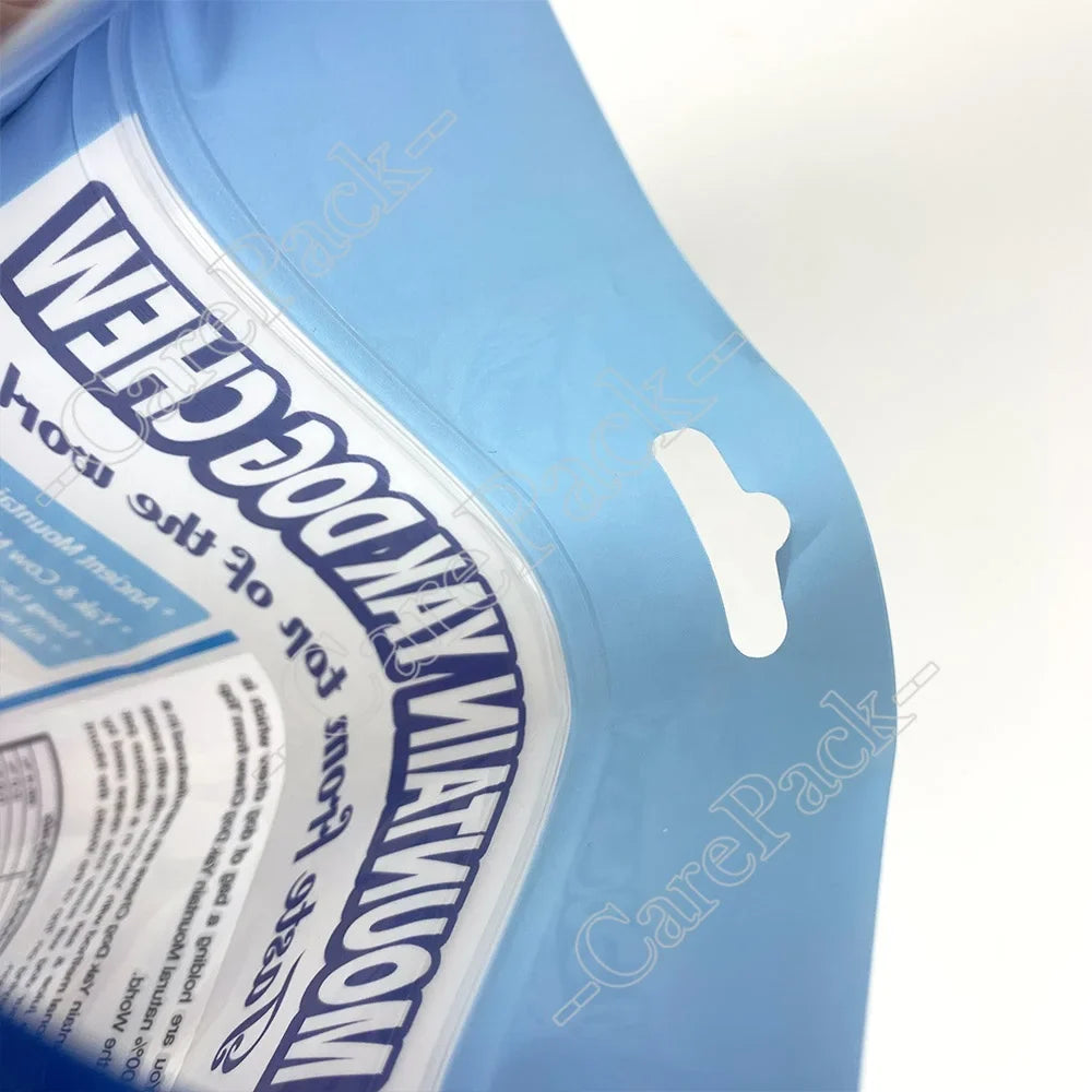 Custom Plastic Stand up Pouch Clear Transparent Pet Dog Cat Treat Chew Snack Food Packaging Zipper Bag