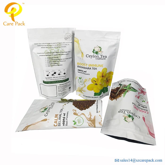 Stand up Pouches Bags Powder Packaging Tea Plastic Food Grand Packaging Customized Can Customized PE Digital Printing Zipper Top