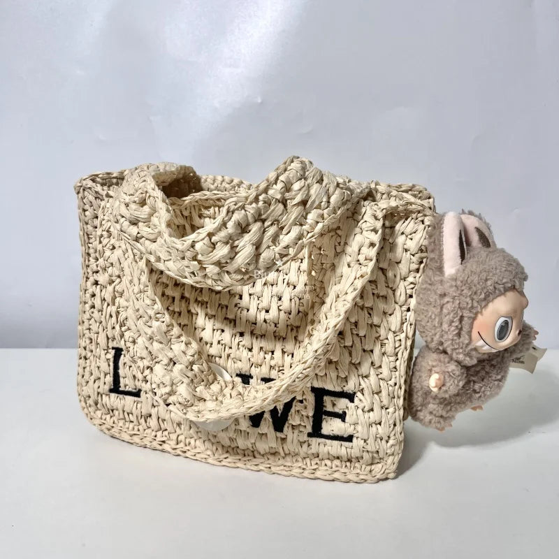 OEM/ODM Customized Luxury Women Handmade Beach Straw Tote Bag Wholesale Summer Handmade Beach Straw Bag