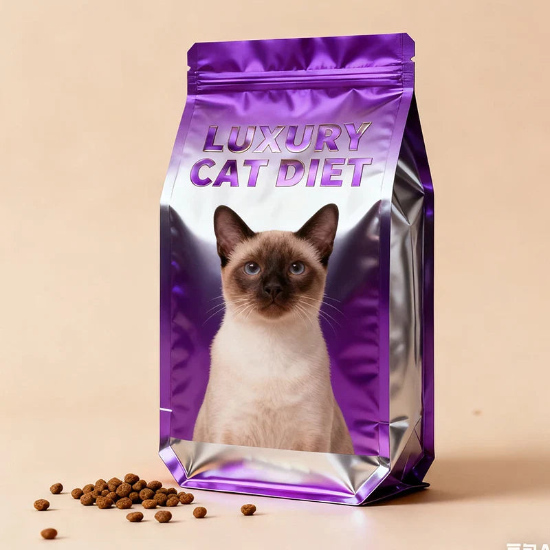 OEM Custom UV Resistant Dry Food BOPP/PE Composite Flat Bottom Feed Packaging Airtight Pet Cat Food Bag