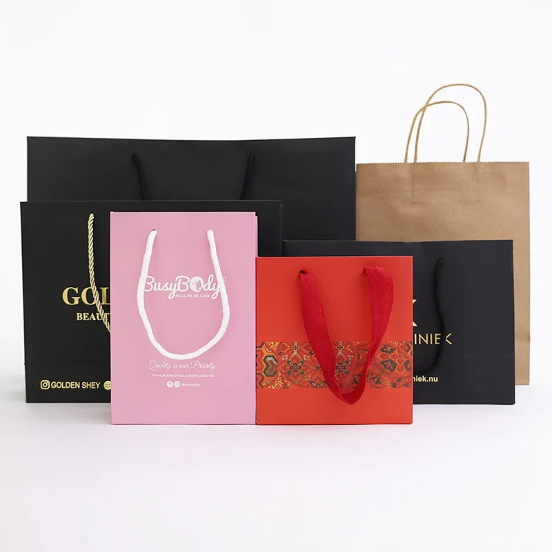 OEM/ODM Custom Paper Bag with Logo Paper Shopping Tote Bag with Long Handle Paper Bags for Brand Packaging Promotional Gifts Bag