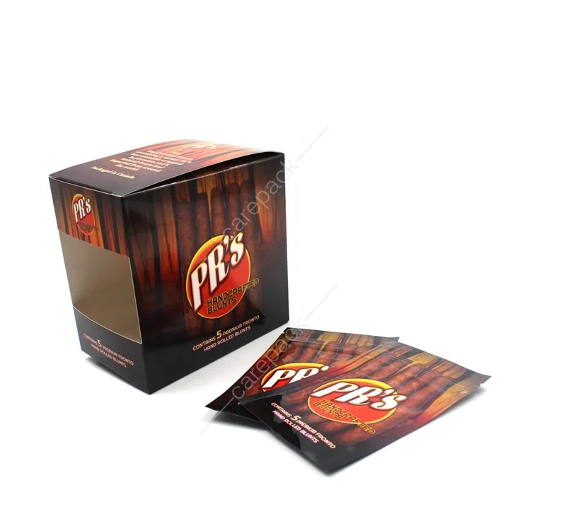 Custom Printing Size Flat Pouch 3 Sides sealed  Woods Bag for Tobacco Product Smoke Accessories Paper Boxes