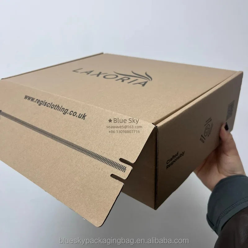 Green Kraft Corrugated Boxes Customizable Packaging Carton for Shipping Mailing Eco Friendly Material with Gold Foil LOGO