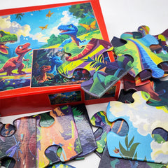 Custom Photo Dinosaur Design 24 Pieces Double-sided Printing Children's Kids Puzzle Toys Games with Box