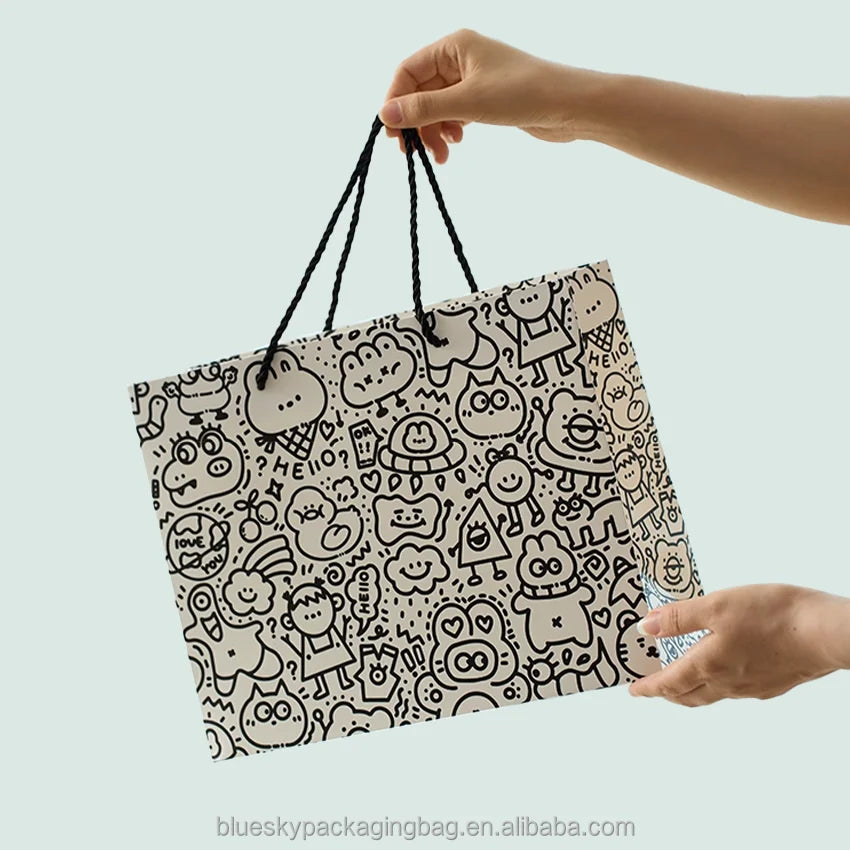 Bulk Large Paper Shopping Bags White Kraft Paper Tote Bags with Handle and Own logo Paper Bags for Supermarket Use Paper Bag