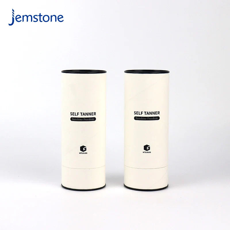 Custom White Kraft Skincare Sunscreen Lotion Perfume Bottle Cylinder Packaging Box Cosmetic Round Cardboard Tube Packaging