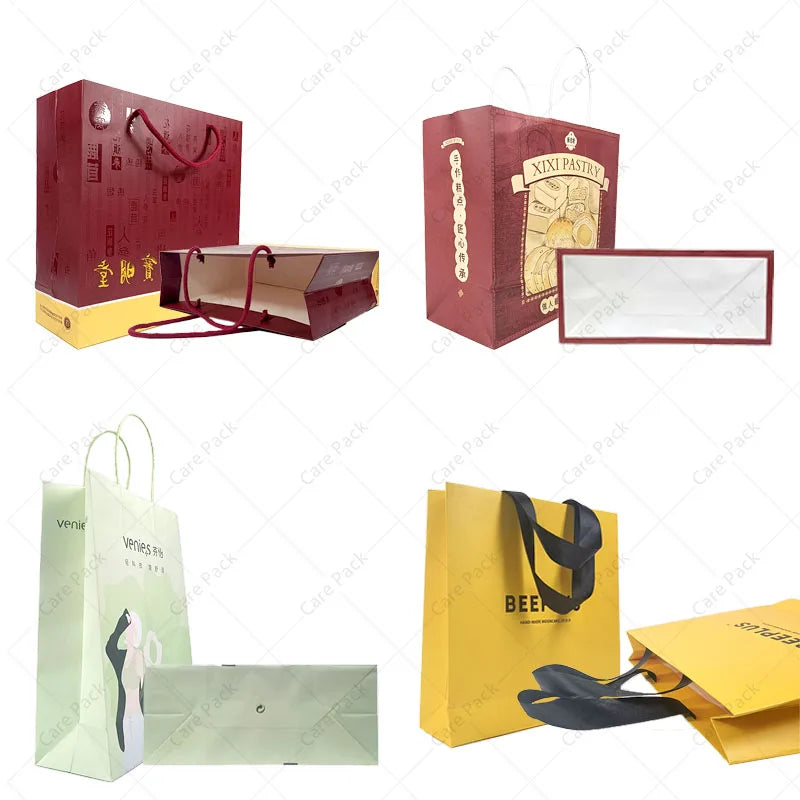 Clothes Shoes Storage Custom Xmas Paper Bag Coated Rigid Materials Luxury Laminated High Quality Packaging Paper Baggies