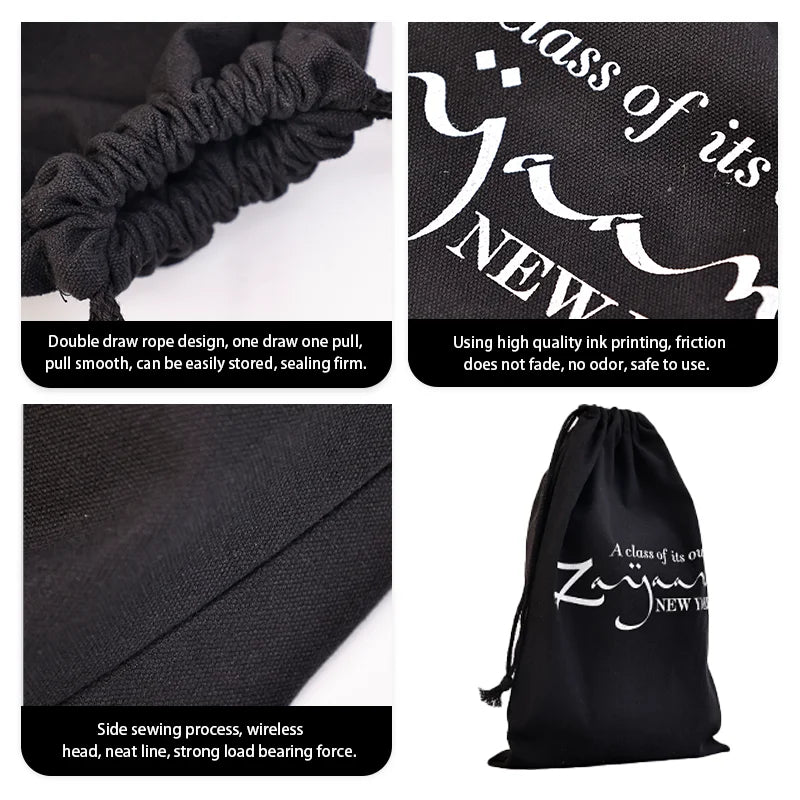 Custom Printed Logo Jewelry Drawstring Gift Present Shoe Clothes Storage High End Drawstring Cotton Dust Pouch