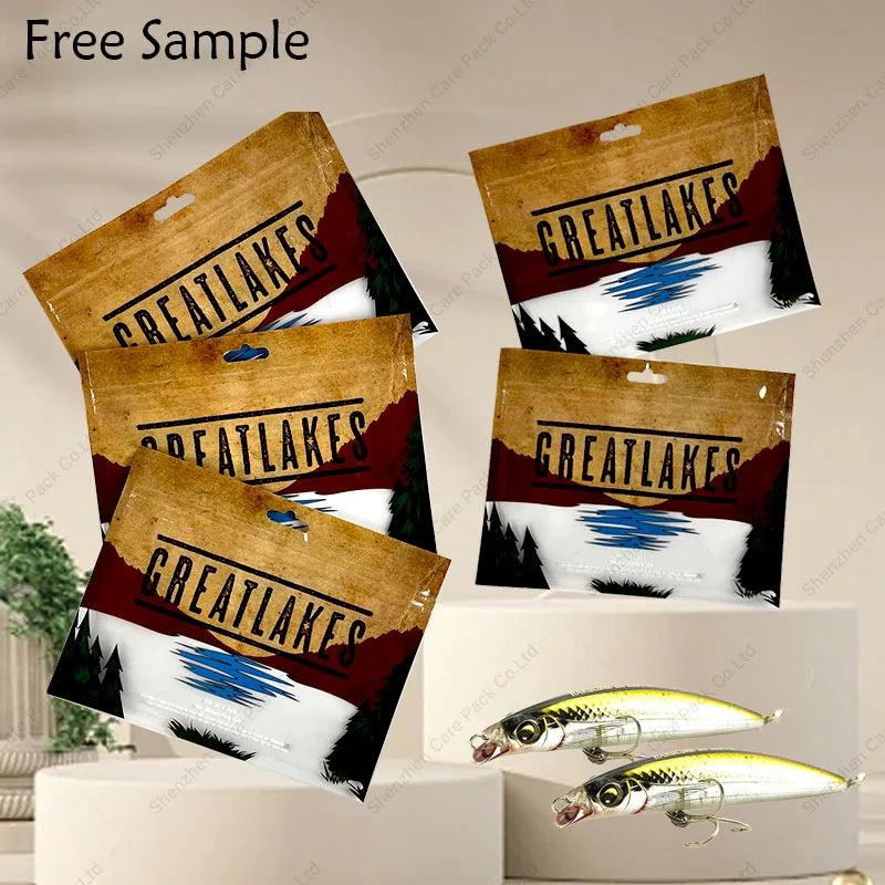 Durable Fishing Lure Hooks OPP Plastic Portable Self Seal Fish Bait Clear Zipper Packaging Mylar Bag