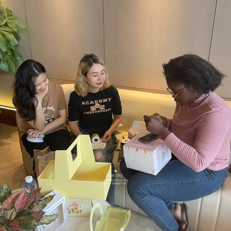 Airplane Fold Packaging Box Pink Corrugated Paper Box Customized Jewelry Nail Storage Gift Box Shipping Cardboard Printed Logo