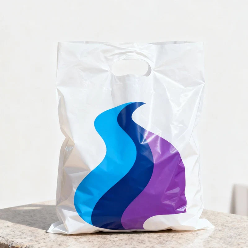 Thank You Shopping Gift Carry Plastic Tote Packing Handbag Online Shop Boutique Handle Clothes PE Poly Packaging Bags