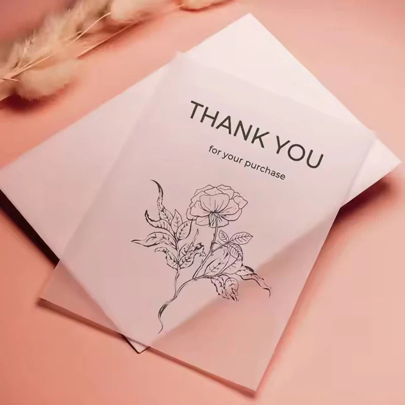 Personalised Custom Gold Foil Printing Brand Logo Luxury Packaging Transparent PVC Thank You Cards Purchase for Small Business