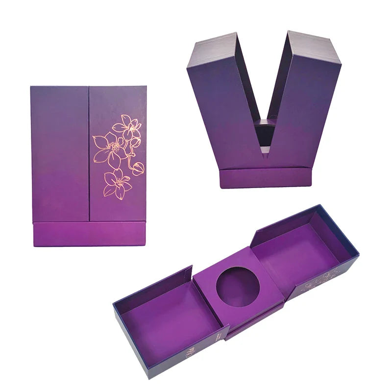 Luxury Custom Box Wedding Red Rigid Magnetic Close Double Door Opening Paper Gift Boxes Packaging with logo for Present