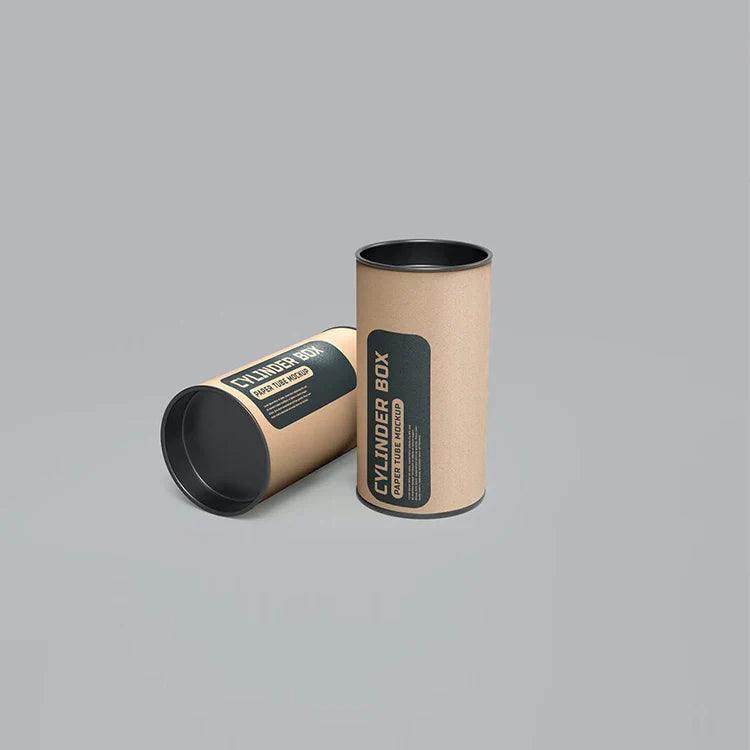 Custom Printed Round Kraft Paper Tubes Packaging Cylinder Cardboard Tea Cans Paper Jar Attached Lid