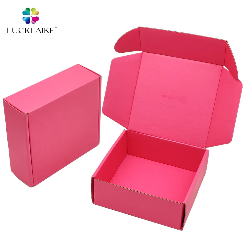 Free Sample Hot Pink Uv Logo Mystery Folding Carton Cardboard Parcel Delivery Custom Boxes Packaging for Shipping Box With Logo