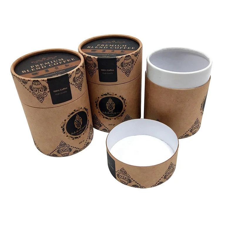 Free Design Empty Foundation Custom Gift Cylinder Paper Tube Round Kraft Paper Coffee Food Tube Packaging